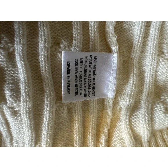 Charter Club Cable Knit Sweater Women Large Ivory Shawl Collar Preppy Classic - Picture 6 of 7